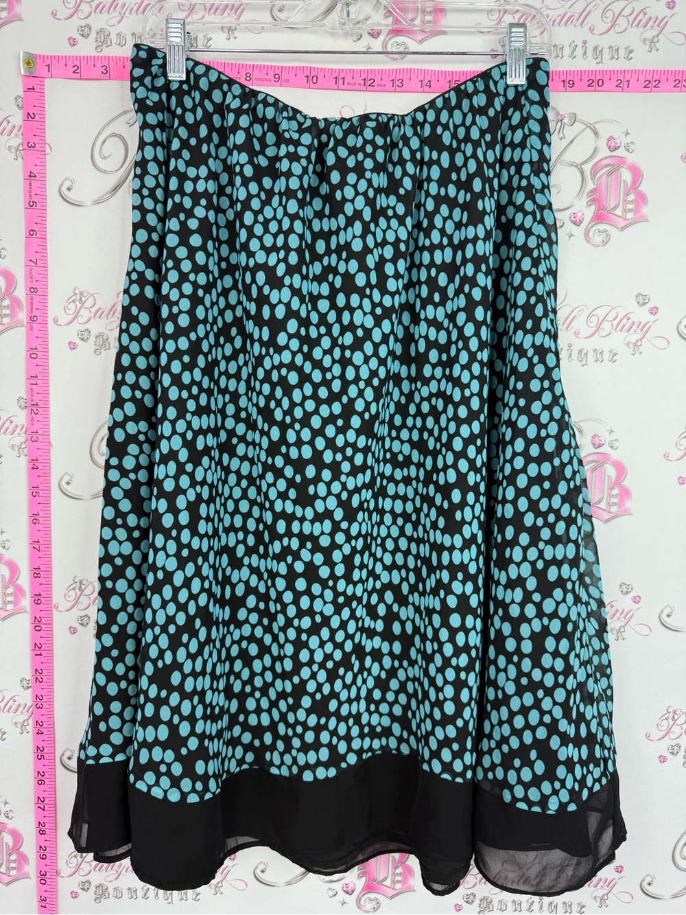 Skirt polka dot y2k flowy Black and Turquoise Polka Dot A-Line Skirt